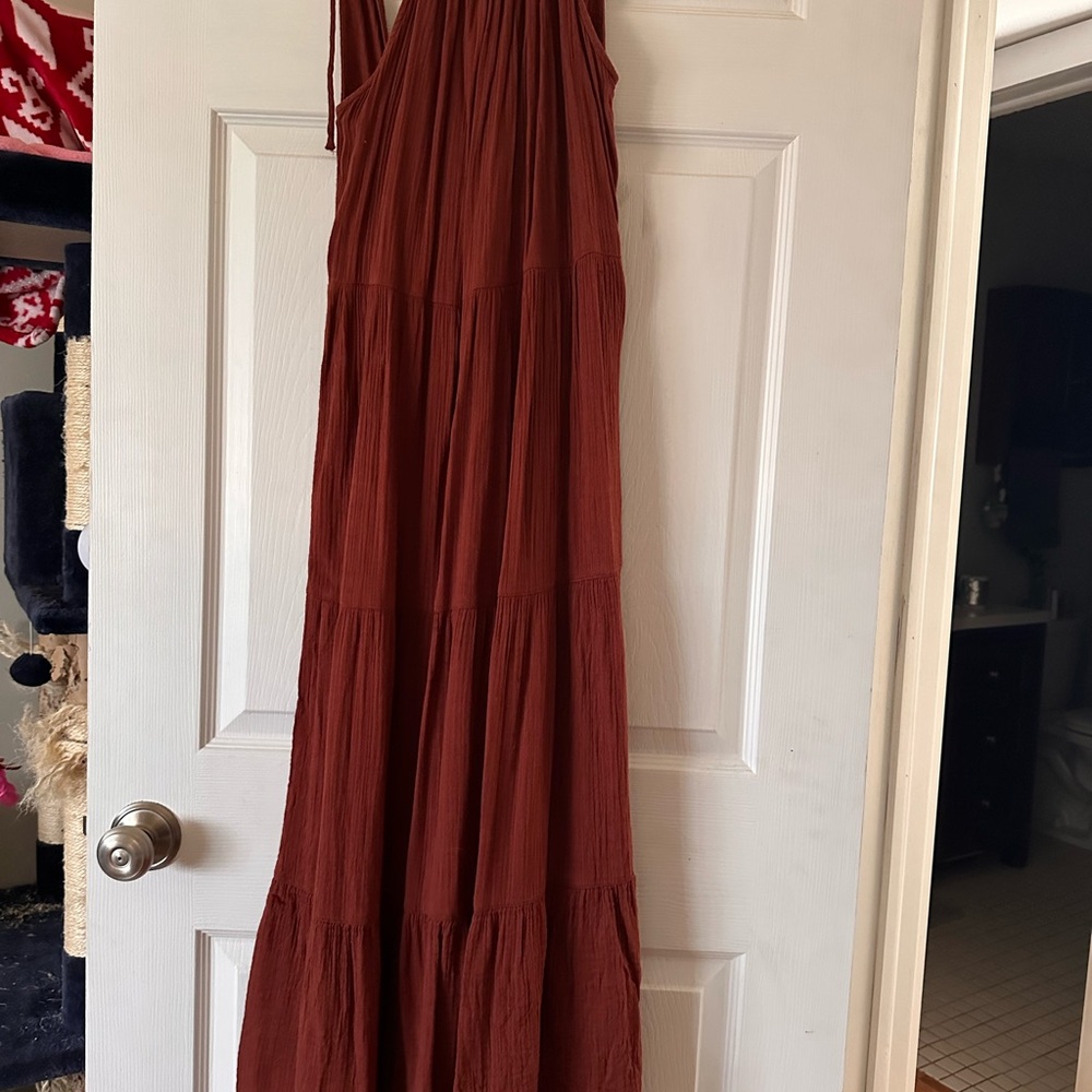 Elegant Burnt Orange Maxi Dress